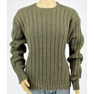 POLO RALPH LAUREN Olive Green Fleck Wool Silk Blend Ribbed Knit Sweater Size XL